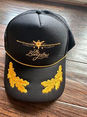 OTTO The Bungalow Huntington Beach Trucker Hat Black Gold